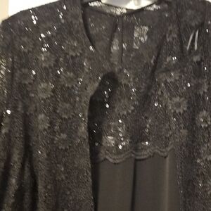 Alex Evenings Black Lace GownTwo-piece Sequine Jacket Set